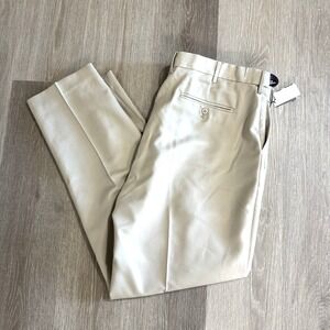NWT Saddlebred Khaki Comfort Waist Straight Leg Dress Pants Men's 42x32‎